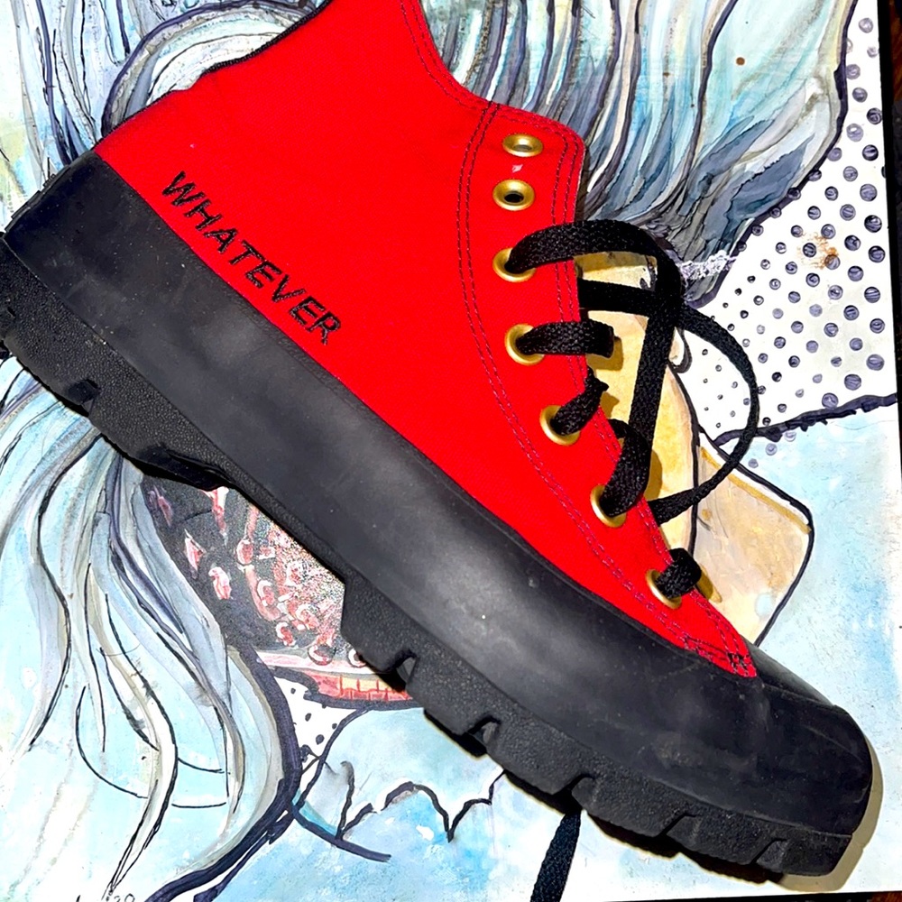 “Whatever” lugged high top chucks one-of-a-kind